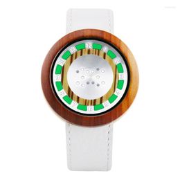 Montres-bracelets 2023 Design haute qualité luxe en bois montre à Quartz mode décontracté réglable couleur cadran cadeau horloge pour hommes femmes