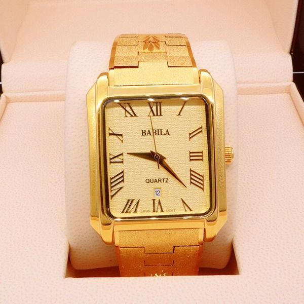 Mujeres de pulsera 2023 Design Men Reloj Copper Watch 24k Gold Waterproof cuadrado grande Dial de alta calidad Causal de alta calidad Hip Hop Steel