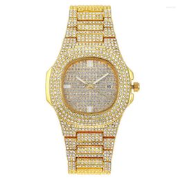 Horloges 2023 Diamond Horloge Kwarts Goud HIP HOP Horloges Met Micropave Roestvrijstalen Klok Relogio