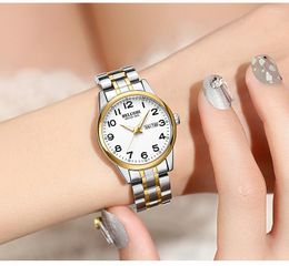 Polshorloges 2023 oudere paar polshorloge business casual stalen band kwarts horloge dames mode belushi eenvoudige digitale dial heren horloges