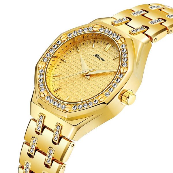 Montres-bracelets 2023 Célèbre Iced Out Femmes Montres Or Diamant Quartz Pour Dames Chronographe Montre-Bracelet Horloge