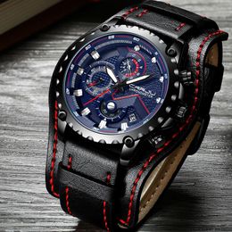 Montres-bracelets 2023 mode CRRJU montres en cuir hommes affaires montre étanche Date chronographe Quartz-montre mâle horloge Relogio Masculino