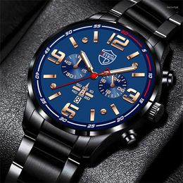 Relojes de pulsera 2023 Moda para hombre Relojes deportivos Hombres Reloj de pulsera de cuarzo de acero inoxidable Reloj de cuero informal de negocios para hombres de lujo Luminoso