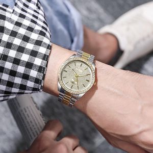 Polshorloges 2023 Fashion Mens Watches luxe roestvrijstalen kwarts polshorloge kalender Luminous Clock Men Business Casual Diamond Watch