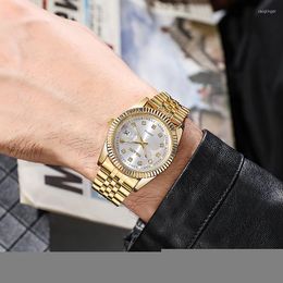 Polshorloges 2023 Fashion Moonnight roestvrij staal mannen kwarts horloges Cannledar luxe ontwerper Relogio masculino Erkek Kol Saati Clock