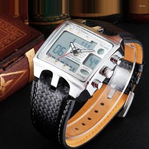 Relojes de pulsera 2023 Reloj rectangular de moda Hombres Relojes deportivos Banda ancha LED Digital Analógico Cuarzo OHSEN Reloj masculino Reloj Hombre