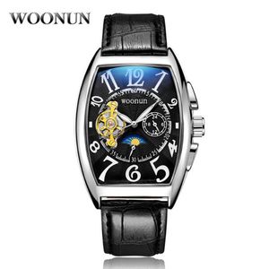 Montres-bracelets 2023 Mode Tonneau Montres Hommes Luxe Tourbillon Automatique Mécanique Phase de Lune Relogio Masculino