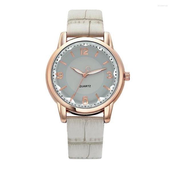 Relojes de pulsera 2023 Moda Minimalista Reloj redondo Multicolor PU Correa de reloj Elegante Cuero de lujo Cuarzo Mujeres Casual