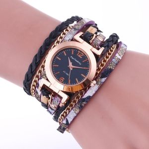 Relojes de pulsera 2023, relojes de cuero trenzado de alta calidad para mujer, reloj de pulsera de cuarzo con vestido de cristal para mujer, reloj femenino FT1001