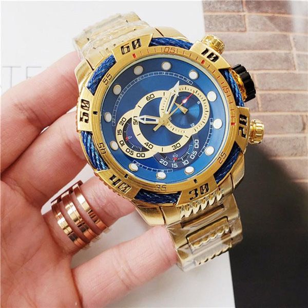 Montres-bracelets 2023 INVICIBLE SUBAQUA Or Bleu Acier Inoxydable CHRONGAPH Quartz Hommes Mode Affaires Invaincu Montre Reloj Drop