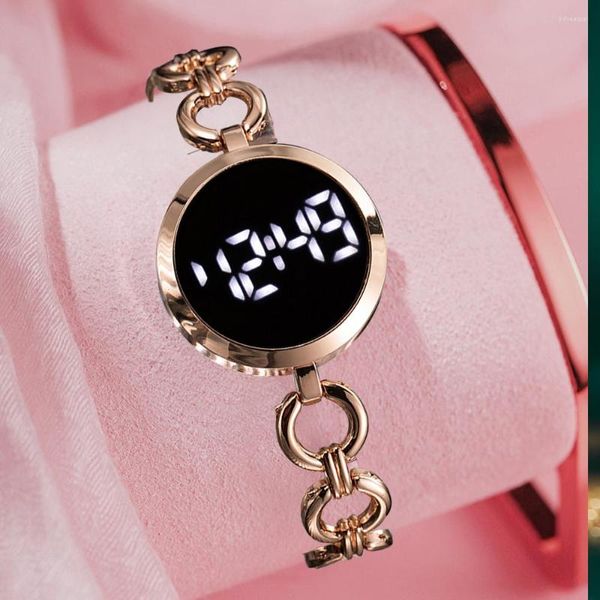 Relojes de pulsera 2023 Ladylike, reloj Digital Para Mujer, marca superior, esfera pequeña, pulsera de oro rosa, reloj de pulsera de aleación Para Mujer, Relojes Para Mujer de estudiante