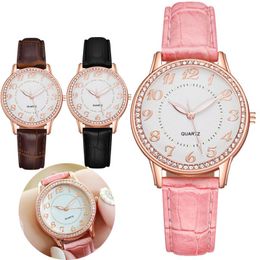 Montres-bracelets 2023 luxe diamant mode femmes montres dames Quartz cuir femme horloge cadeaux romantiques montre goutte