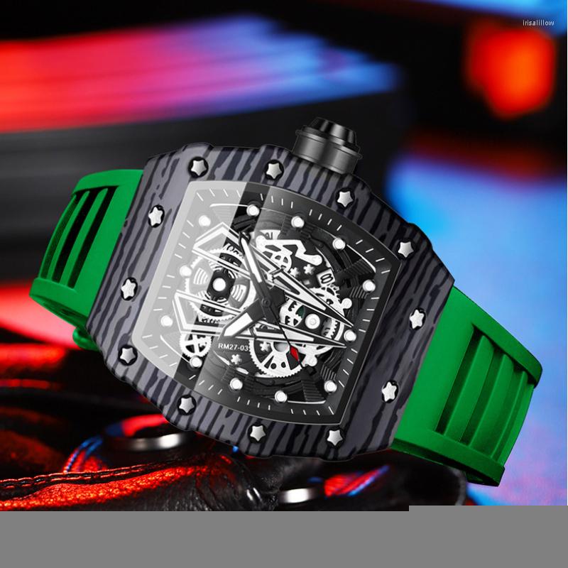 Wristwatches 2023 Luxury Mens Watches Famous Design Style Stainless Steel Case 30m Waterproof Skeleton Quartz Wristwatch Relogio Masculino