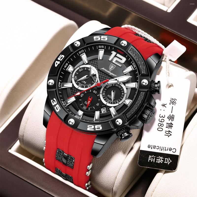 Wristwatches 2023 Luxury Original Big Men Sports WristWatch Quartz Leather Waterproof Dual Display Clock Watches Relogio Masculino For