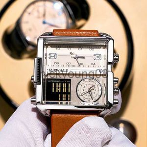 Horloges 2023 Mark Fairwhale Luxe Multifunctionele Elektronische es Mens Mode Militaire Lederen Band Vierkant Quartz Pols Reloj 0703