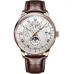 Montres-bracelets 2023 Hommes Calendrier Montre Loisirs et bracelet en cuir à la mode Quartz Cadeau de luxe Montre-bracelet Drop