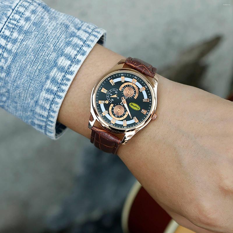 Armbanduhren 2023 Herren drei Augen Leder Quartz Watch Clothing Accessoires Freizeit Relojes