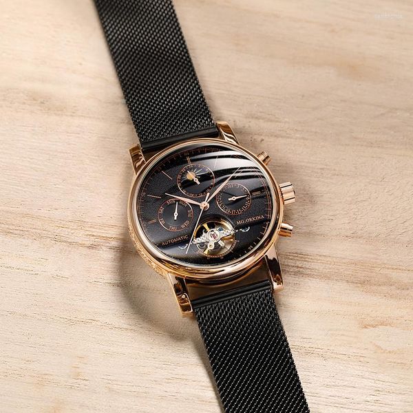Montres-bracelets 2023 hommes montres haut automatique mécanique horloge d'affaires montre noire Reloj Mecanico de Hombres charme de