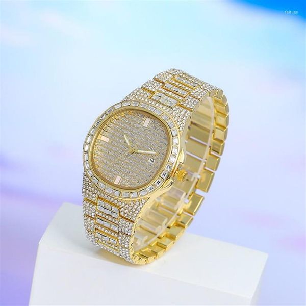Horloges 2023 Mannen Vrouwen Horloges Gouden Horloge Dames Pols Luxe Strass Unisex Armband Vrouwelijke Klok Relogio Feminino186D