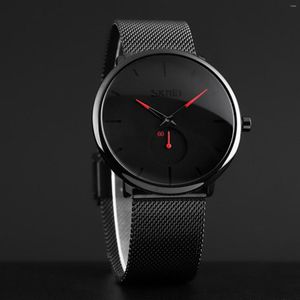 Montres-bracelets 2023 hommes mode minimaliste montres ronde montre-bracelet Date semaine affichage montre d'affaires moderne noir Quartz