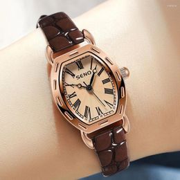 Montres-bracelets 2023 rétro petit cadran montre pour femmes bracelet en cuir étanche robe élégante dames montres-bracelets Relogio Feminino
