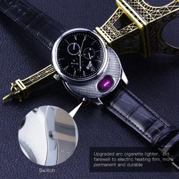 Montres-bracelets 2023 Vente de montres plus légères Hommes Mode Arc sans flamme USB Bracelet en cuir remplaçable Quartz Cadeau