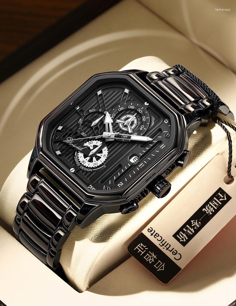Orologi da polso 2023 orologio da uomo quadrati luminosi uomini in quarzo impermeabile orologi di moda sportiva maschile di lusso di lusso