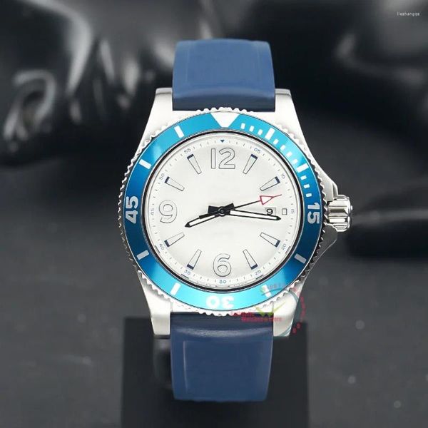 Relojes de pulsera 2023 Superocean 42 Dial blanco Acero Reloj para hombre A17366 Lujo Automático Impermeable Relogio Masculino