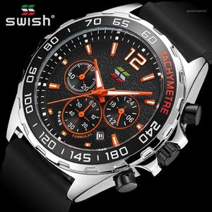 Montres-bracelets 2023 SWISH mode hommes montres haut étanche montre-bracelet Silicone Sport montre hommes Quartz Date horloge Chronogra