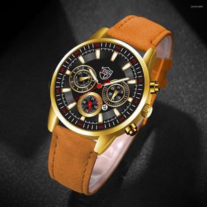 Montres-bracelets 2023 la Montre en cuir pour hommes mode affaires Quartz horloge hommes sport calendrier noir robe montres Montre Homme