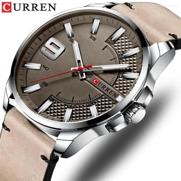 Relojes de pulsera 2023 Top Brand Curren 8371 Reloj de negocios Relojes para hombres Reloj de pulsera de cuero de cuarzo para hombres Reloj de manos luminosas Hombre