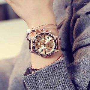 Montres-bracelets 2023 Top luxe hommes montres femmes mode Six broches grand cadran décontracté cristal robe montre femme or Rose