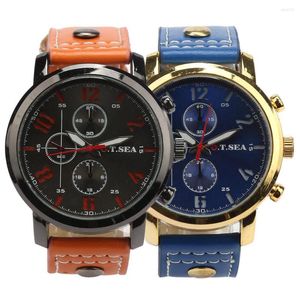 Polshorloges 2023 Vintage Classic Watch Men Casual Sport Watches Lederen band Kalender Quartz Clearance Sale Reloj Hombre Erkek Kol