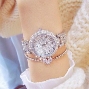 Montres-bracelets 2023 montre pour femme pleine de diamants élégantes dames montres-bracelets or rose petite femme