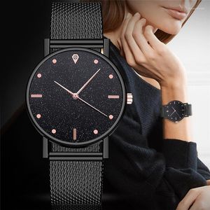 Horloges 2023 Dameshorloges Trendy Casual Eenvoudige Effen Kleur Siliconen Mesh Band Horloge Volle Ster Quartz Rond