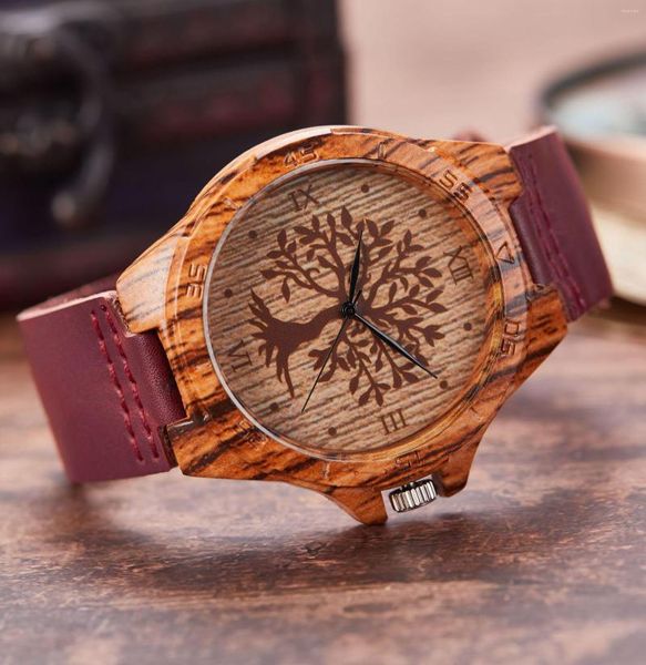 Montres-bracelets 2023 bois arbre motif montre femmes loisirs ceinture souple affaires créatives Quartz luxe