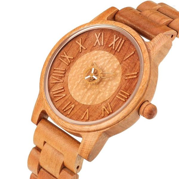 Montres-bracelets 2023 Montre en bois pour hommes mode rétro rouge cerise en bois montres à Quartz amoureux cadeaux Montre En Bois Homme