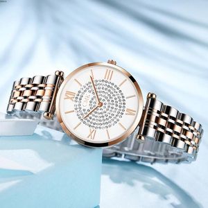 Polshorloges 2023Gold diamant horloges vrouwen luxe band causale creatieve dames pols klassieke elegante top verkopen zegarek damskiwristwatches