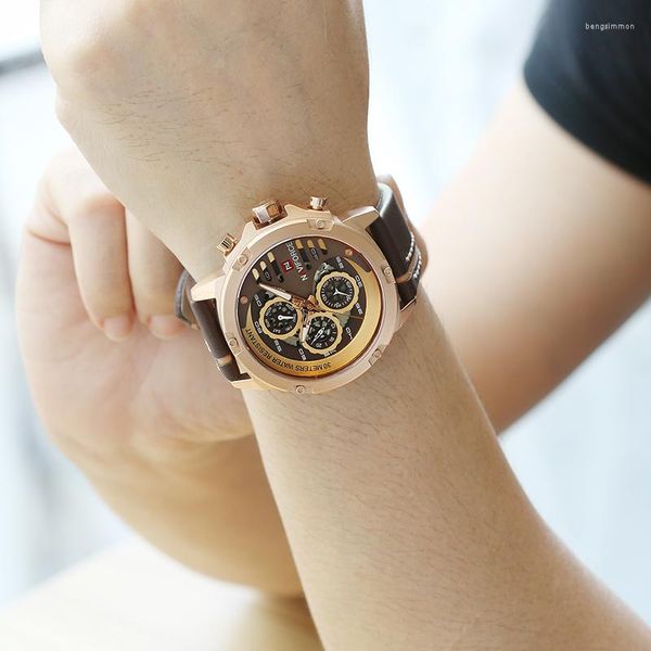 Montres-bracelets 2023NAVIFORCE hommes marque de mode montre d'affaires Sport décontracté hommes en cuir résistance à l'eau calendrier montres mâle Date horloge