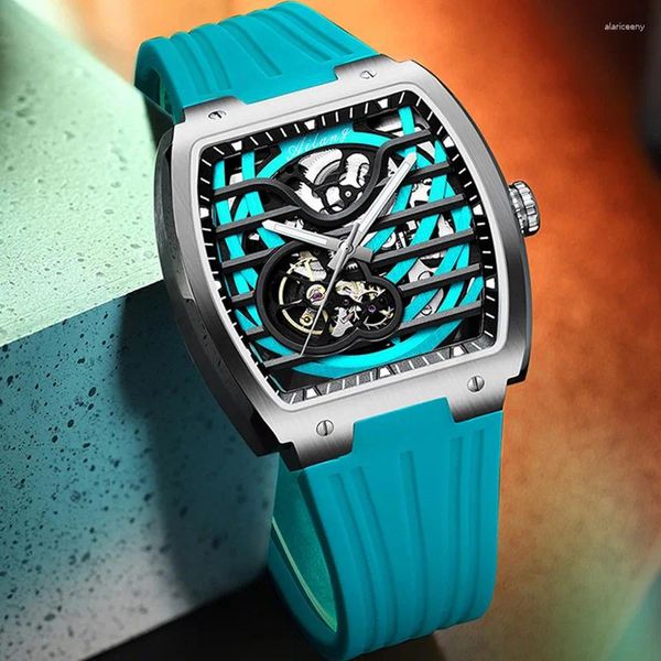 Relojes de pulsera 2024 AILANG Marca Reloj Auténtico Explosivo Tonneau Hollow-Out Impermeable Luminoso Automático Tourbillon Mecánico