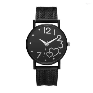Relojes de pulsera 2024 Moda Casual Mujeres Neto Reloj de cuarzo Reloj de pulsera simple Elegante Creativo Regalo de San Valentín Relojes de amor en forma de corazón Reloj