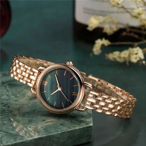 Horloges 2024 Fashion Rose Gold Dameshorloge Luxe roestvrijstalen dameshorloges Kleine wijzerplaat Elegant vrouwelijk quartz armbandhorloge