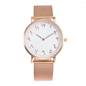 Relojes de pulsera 2024 Relojes de mujer de oro rosa de moda con pulsera de vestir Números arábigos Damas de lujo WaterprWatch Zegarek Damski