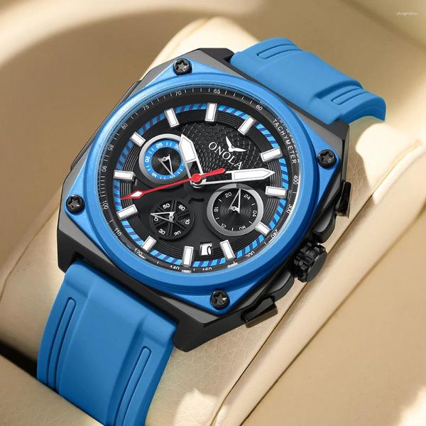 Montre-bracelets 2024 Fashion Square Multi Color Design Men's Watch ONOLA FONCTIONNEL SILICONE RABLEAU IMPRÉPLAC