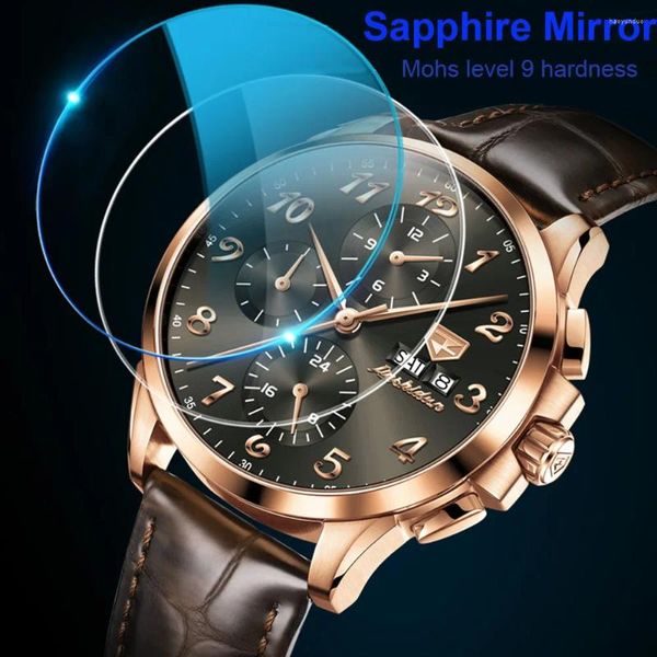 Montres-bracelets 2024 JSDUN Montre Sapphire Mirror Montres mécaniques pour hommes Montre-bracelet automatique pour hommes 50m étanche avec boîte-cadeau 8914