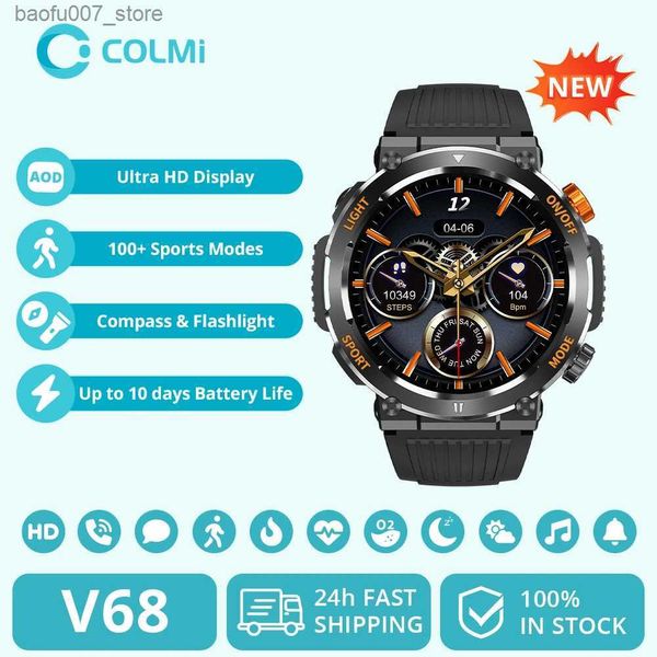 Montre-bracelets 2024 Kolmi V68 1,46 pouce affichage haute définition Mode sportif intelligent Compass Flash Mens Grade Military Grade Intelligence