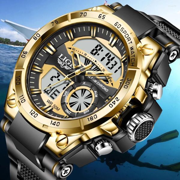 Wallwatches 2024 Lige Dual Display Watch For Men Top Diver Casual Sports Impermeable Digital Relojes Montre Homme