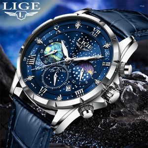 Montre-bracelets 2024 LIGE SPORT Leather Watch for Men Fashion Business Watchs Mens Milit Military Imperproof Quartz Reloj Hombre