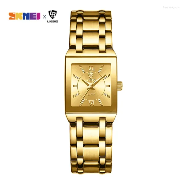 Muñecos de pulsera 2024 Luxury Golden Quartz para mujeres Fashion de 30m Relojes de niña impermeable Relogio Feminino Clock L1029