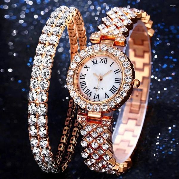 Montres-bracelets 2024 Montres de luxe Femmes Diamant Strass Mode Élégante Montre-Bracelet Montre À Quartz Dames Horloge Pour Fille